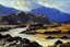 Placeholder: arid land, sand, desert, rocks, mountains, clouds, river, distant mountains, philip wilson steer impressionism painting