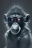 Placeholder: futuristic monkey , black tones, with laser glasses