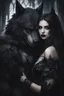 Placeholder: Photography Realistic Beautiful gothic woman and werewolf