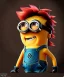 Placeholder: Female Minion toddler, steampunk, full body, red hair, leather jacket, dramatic lighting, hyper realistic