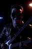 Placeholder: 4K realistic portrait of a terminator playing guitar in the guitars of the AC guitarist