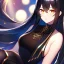 Placeholder: girl, masterpiece, best quality, volumetric lighting, detailed outfit, perfect eyes, long hair, black hair, golden eyes, black stockings,