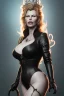 Placeholder: Kim Basinger as evil queen in black leather, busty, cleavage, curvy, angry, stern look. character design by cory loftis, fenghua zhong, ryohei hase, ismail inceoglu and ruan jia. unreal engine 5, artistic lighting, highly detailed, photorealistic, fantasy