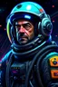 Placeholder: A DIGITAL ART portrait of a sci-fi astronaut man. He is 40 years old.