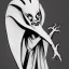 Placeholder: White bat monster with long limbs as Russian Orthodox nosferatu