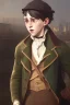 Placeholder: old oil painting of oliver twist, realistic detail, factory in background, crying boy, oil on face, 1890 clothes