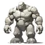 Placeholder: Gigantic stone golem on white background facing toward camera