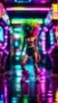 Placeholder: sexy stunt funky punk hippy hairy alien pimp tap dancer fashion gremlin in telephone both parked in dark neon lit reflective wet arcade hall tunnel,bokeh like f/0.8, tilt-shift lens 8k, high detail, smooth render, down-light, unreal engine, prize winning