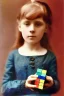Placeholder: Little girl and aRubik's cube, autochrome, 1900s