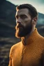 Placeholder: ultra realistic cinematic scene of fictional-Oscar winning historical drama young handsome beard Actor wears DAN FLAVIN 3D-printed tight-fitting costume, film grain, cinematic color grading, detailed face, dramatic lighting, icelandic landscape, directed by Stanley Kubrick