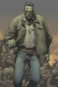 Placeholder: zombie, portrait, comic book, full body, standing, mean, illustration, looking sideways