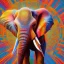 Placeholder: Elephant head portrait, bright colors, splash paint, centered, detail, 8k resolution