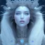 Placeholder: portrait of the most gorgeous, stunning, beautiful ice goddess with large wolf, intricate crystal ice crown, large wolf, 8k resolution, high-quality, fine-detail, ornate, digital art, detailed matte, volumetric lighting, brian froud, howard lyon, selina french, annie stokes, lisa parker, greg rutowski,