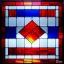 Placeholder: Hyper realistic piet mondrian, squares, stained glass window with lead caming, 4k, sunny day outside, reedglass, ambient glowIng glass