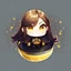 Placeholder: Clear focus, High resolution,a anime kid, roughline skecth, cute, cartoony style, brown long hair, yellow eyes, 1 yellow streak in hair, Chibi