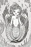 Placeholder: A delightful coloring page design showcasing an adorable baby mermaid in a charmingly naive art style. The artist has skillfully created a whimsical scene with minimal details and a focus on bold, thick black outlines. The endearing fox, prominently positioned in the center, is the highlight of this illustration. The all-white background beautifully complements the simplistic design, allowing young artists to unleash their creativity. As the baby fox takes center stage, a subtle hint of its