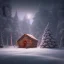 Placeholder: Mysterious christmas night, a lonely hut, surreal atmosphere, cosmic backdrop, celestial ambience, soft lighting, very chilly appearance of the surroundings, unreal engine 5 volumetric lighting, intricate details, realistic style, 8k resolution