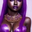 Placeholder: full body shot, masterpiece, best quality,dark skin, sparkling eyes, fluorescent skin,purple-dark makeup, gangsta full armed ,female , highly detailed body, sun light, 4K, RAW, high contrast, realistic details, 24mm , depth of field ,