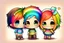 Placeholder: cute rainbow chibi girl and boy