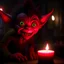 Placeholder: cute demon from the movie "insidious", wild goblin birthday party on stonebridge background , motion blur, 8k, downlight, soft light, depth of field, photorealism, trending on art station, lotsa detail