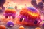 Placeholder: war between two jelly races, jelly vehicle, inferno, 3d cartoon, epic war, chaos
