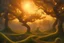 Placeholder: Great landscape, nature at sunset, Paradise Lost, spiritual, surreal, trees, fine art, tan skin, Vincent Van Gogh style, highly detailed, smooth, very sharp focus, illustration, bathing in light, ultra realistic illustration, close-up