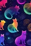 Placeholder: high quality, beautiful and fantastically designed silhouettes of colorful cat due to gravitational waves, beautifully designed wavelengths, very weak vibrations caused by fluctuations in the gravitational field of the universe, wave nature, stretching and compression, by yukisakura, awesome full color,