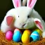 Placeholder: Easter bunny with eggs creepy photo