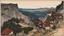 Placeholder: [poster by Egon Schiele] an heroic fantasy landscape from dungeon world