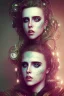 Placeholder: danish singer mø face, steampunk, darkneon tones,