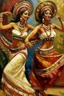 Placeholder: 2 maxican woman dancing traditional art neoclassisim