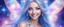 Placeholder: entire face and head of a beautiful bright fairy cosmic women with cosmic long straight hair, crystal jewel and dressed with a magic crystal suit. she has light make up and a sweety smile. she has a magic bright ray