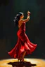 Placeholder: a full body Latino woman dancing salsa in red dress, dark shadow in background, acrylic and oils, glossy finish high contrast, detailed, vibrant colors, cinematic, masterpeace
