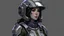 Placeholder: Illustration, girl in warfare modern armor,helmet, modern style,grey background,full face