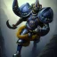 Placeholder: a Big-horn Ram warrior in navy blue and yellow battle armor, a highly detailed illustration, background of Inka jungle, realistic render, 8 k, micro detail, intricate, elegant, centered, digital painting, Artstation, smooth, sharp focus, illustration, artgerm, tomasz alen kopera, peter mohrbacher, donato giancola, joseph christian leyendecker, wlop, boris vallejo