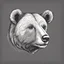 Placeholder: funny bear head from profile, simplified low detail sketch with strong contrast, monochromatic outline stamp