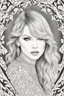 Placeholder: coloring pages of taylor swift for adults, Designs Black and white, No Shading