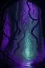 Placeholder: A frightening fungus forest dungeon hallway with purple mist