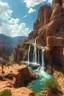 Placeholder: Hieronymus Bosch Style high quality picture desert waterfalls the Grand Canyon desert