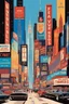 Placeholder: [Affiches vintage by Gary Godel] Famous iconic Movie place in vintage designs. Visit Times Square "The Crossroads of the World," famous for its bright lights, theaters, and bustling energy. Colorful unique Illustration