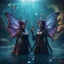 Placeholder: close up portrait of two Mind flayer witches with butterfly wings under water in well lit well vulcanic background,bokeh like f/0.8, tilt-shift lens 8k, high detail, smooth render, down-light, unreal engine,bokeh like f/0.8, tilt-shift lens 8k, high detail, smooth render, down-light, unreal engine