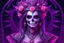 Placeholder: Queen of skeletons in 8k sci-art drawing style, pink skin, purple glowing eyes, the which custom, howdy, neon effect, intricate details, highly detailed, high details, detailed portrait, masterpiece,ultra detailed, ultra quality