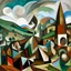 Placeholder: picasso landscape browns cubism