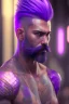 Placeholder: photorealistic, hyperdetailed painting, luminism, Bar lighting, complex, purple mohawk, 4k resolution concept art, Artgerm, WLOP, Alphonse Mucha, 3d render, octane render, intricately detailed, cinematic, awesome full color, hand drawn, dark, gritty, cinematic, purple beard, wyvern