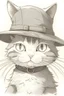 Placeholder: Cat wearing Hat, anime, ghibli pencil image