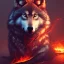 Placeholder: Wolf, red, fire, lava, 8K, dramatic lighting, masterpiece, expert, sharp focus, portrait frame