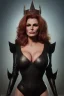 Placeholder: Raquel Welch as evil queen in black leather, leather, busty, cleavage, angry, stern look. character design by cory loftis, fenghua zhong, ryohei hase, ismail inceoglu and ruan jia. unreal engine 5, artistic lighting, highly detailed, photorealistic, fantasy