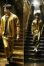 Placeholder: Oil painting Jungkook walks and his steps turn into goldPhotorealistic