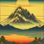 Placeholder: Ukiyo-e painting of a mountain at sunset