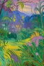 Placeholder: A light purple jungle with fairies painted by Vincent van Gogh